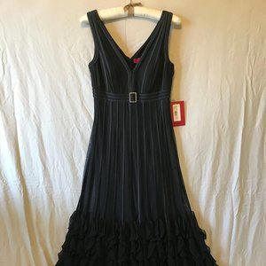 Black, Floor-Length Dress with Ruffle Design